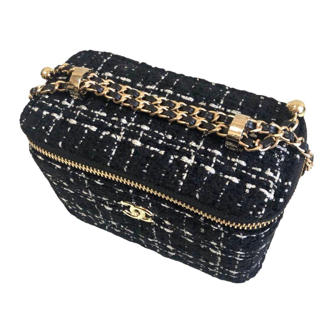 あ*‬様 【新品未使用】 CHANEL ツイード 黒 ブラック チェーン バッグ