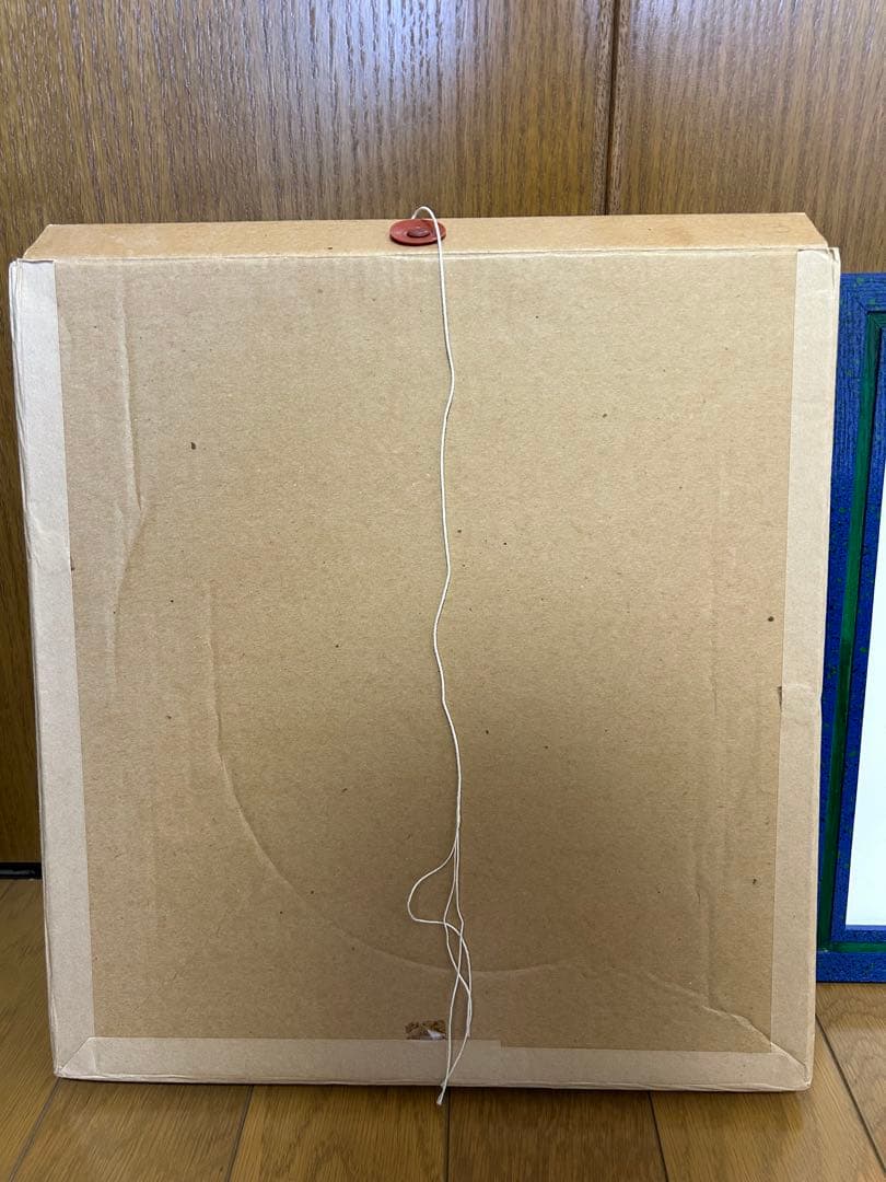 ジョージ・ロドリーゲ「ブルードッグ」背景赤 額縁入り 幸運の青い犬 箱付