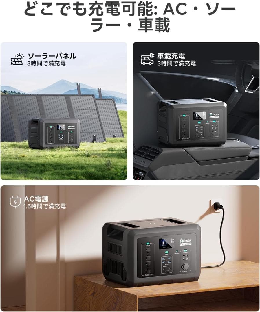 Arkpax ポータブル電源 1024Wh 1200W