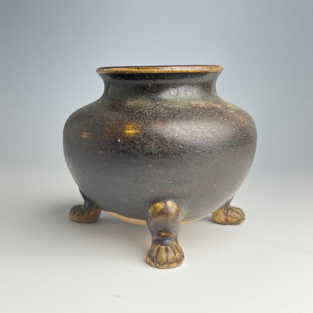 唐黒彩三足香炉 初唐盛 唐三彩 唐物 古玩 中国美術 811b