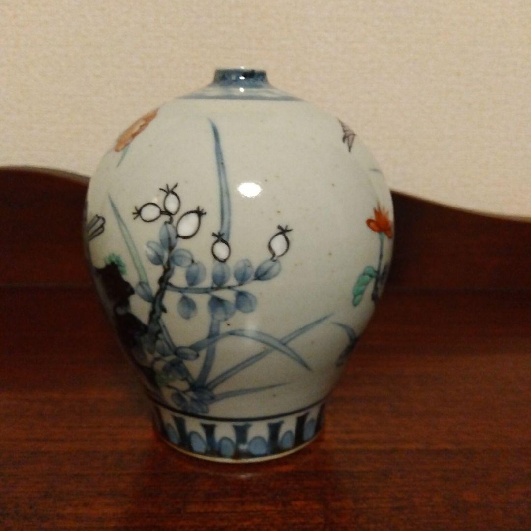 染錦花鳥文つぼ　　六代佐藤走波作