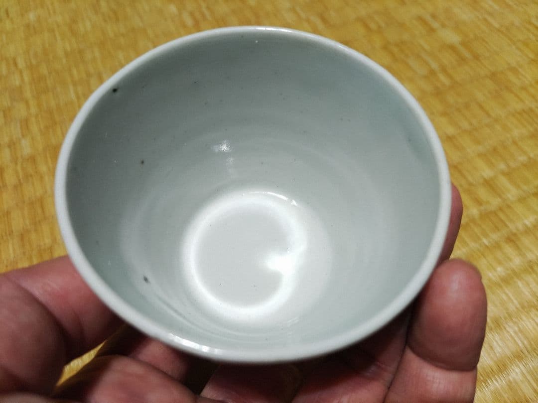 初期様式　そば猪口　鳥に枝垂れ柳　唐辛子かも？美品！古伊万里