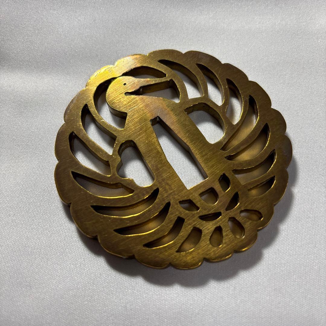 金色 鶴デザイン 鍔(つば) 鶴丸　鐔　武具