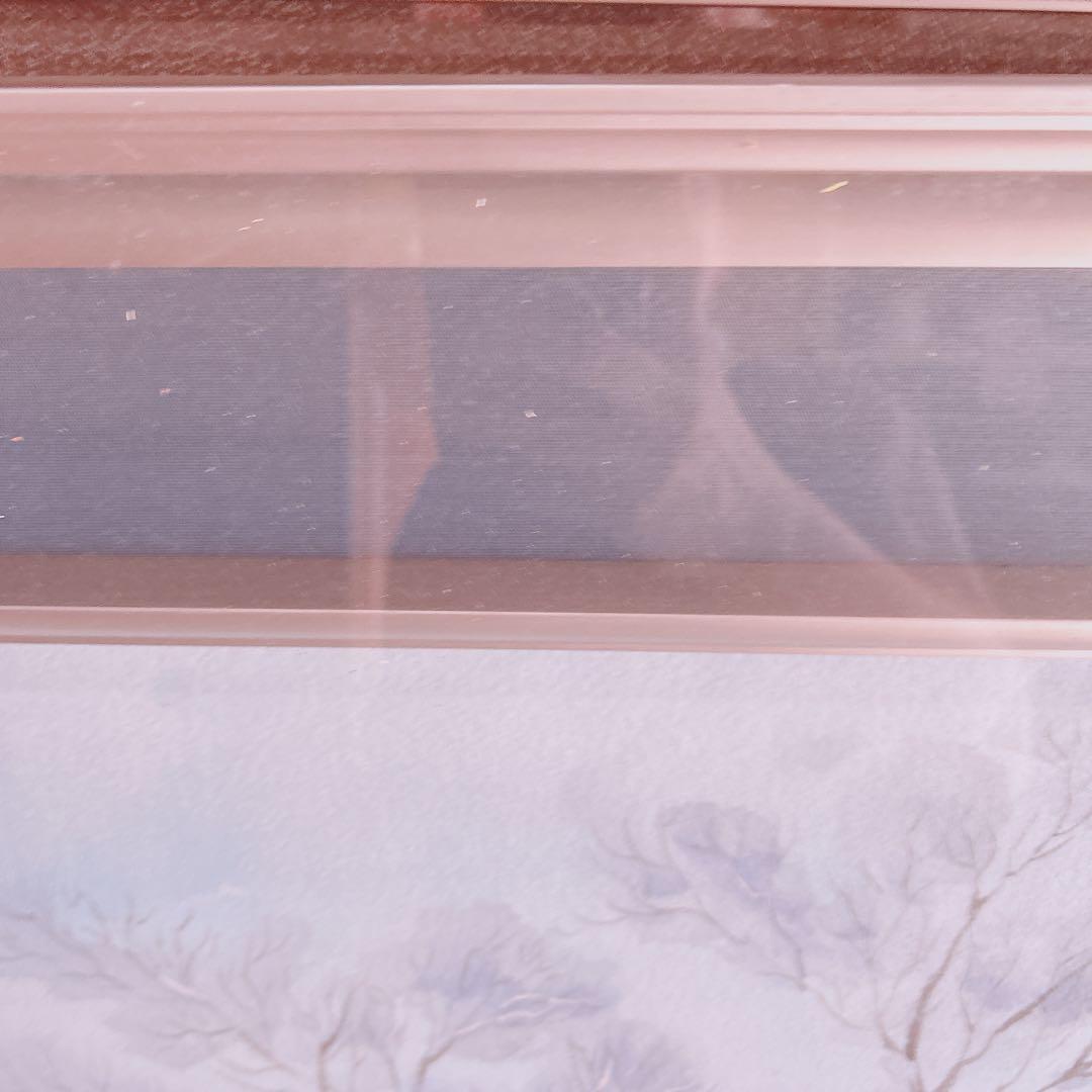 日本絵画　大きい額縁入り　ガラス　風景画自然　描写