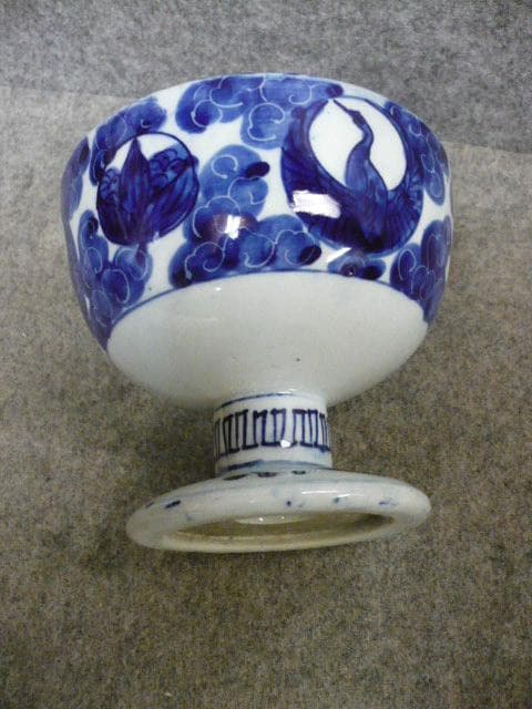 伊万里 染付 雲に鶴 盃洗 [B31484]