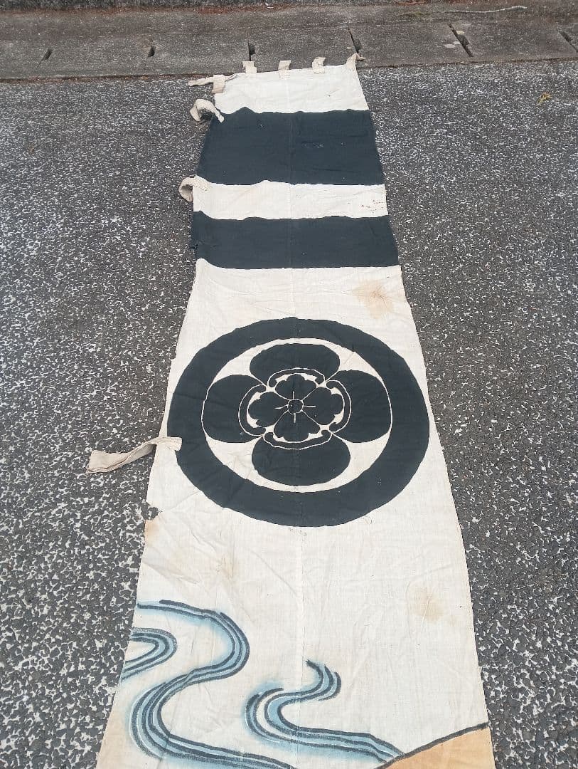 武者絵 兜武者 馬 手描き のぼり旗 木綿 リメイク 古布 古裂 　明治