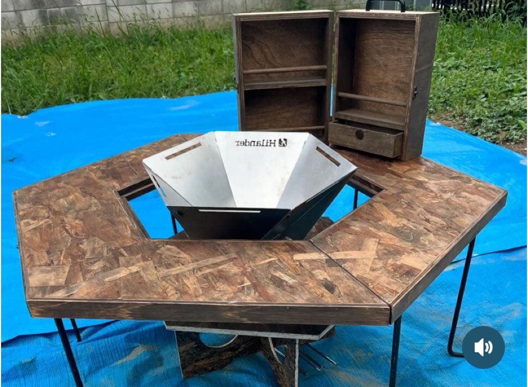 折りたたみ式　ヘキサテーブルセット