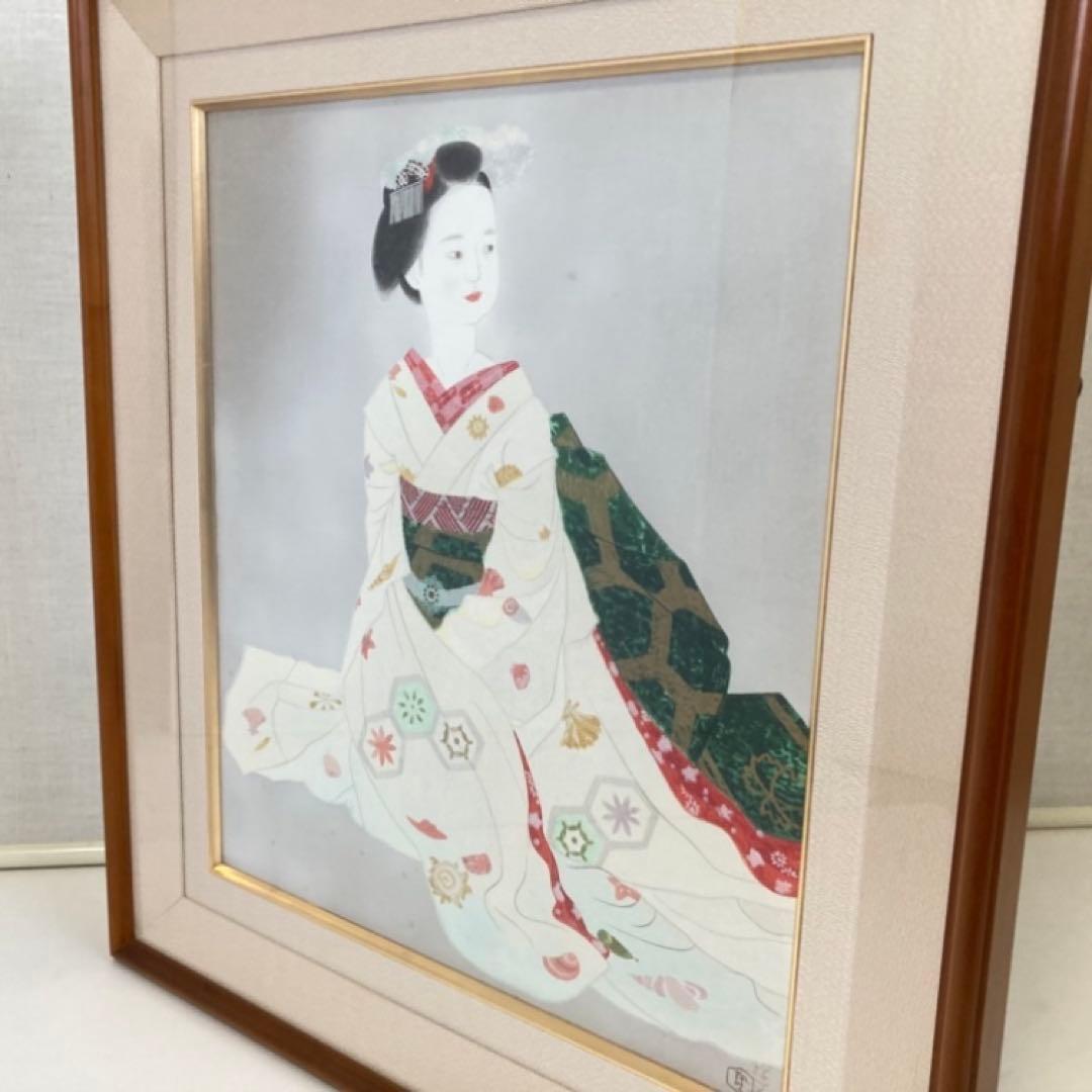小倉遊亀 「舞妓」 木版画 美人画 着物 絵画 額縁 画家 芸術 美術 工芸品
