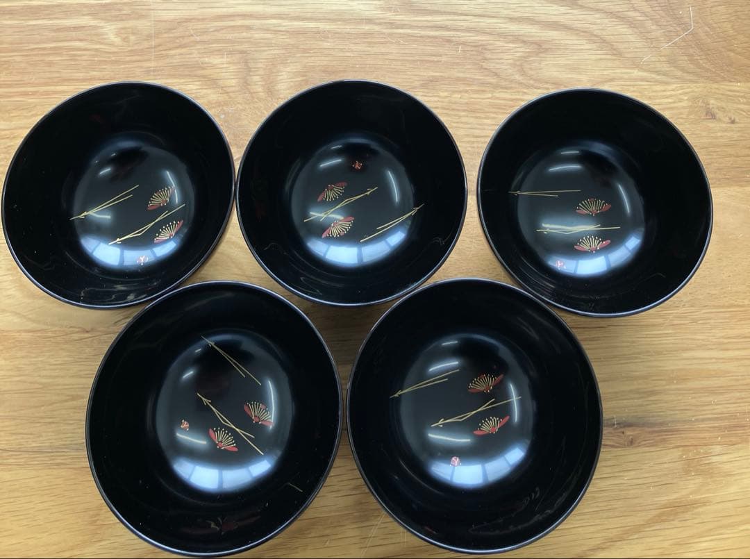 値下げ、未使用！象彦　吸物椀 漆器　京都　うるし塗装　お椀　日本食器　５客