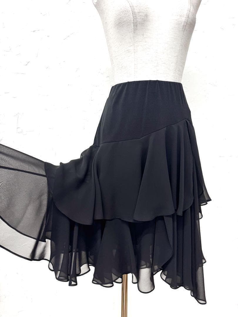 【ラテン】新品　ジョーゼット切替え　デザインスカートｓ595