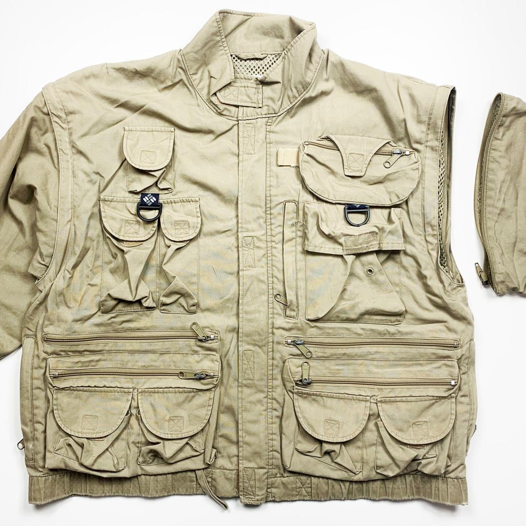 【傑作レア】90sコロンビアPFGフィッシングジャケットベストL◆古着ビンテージ