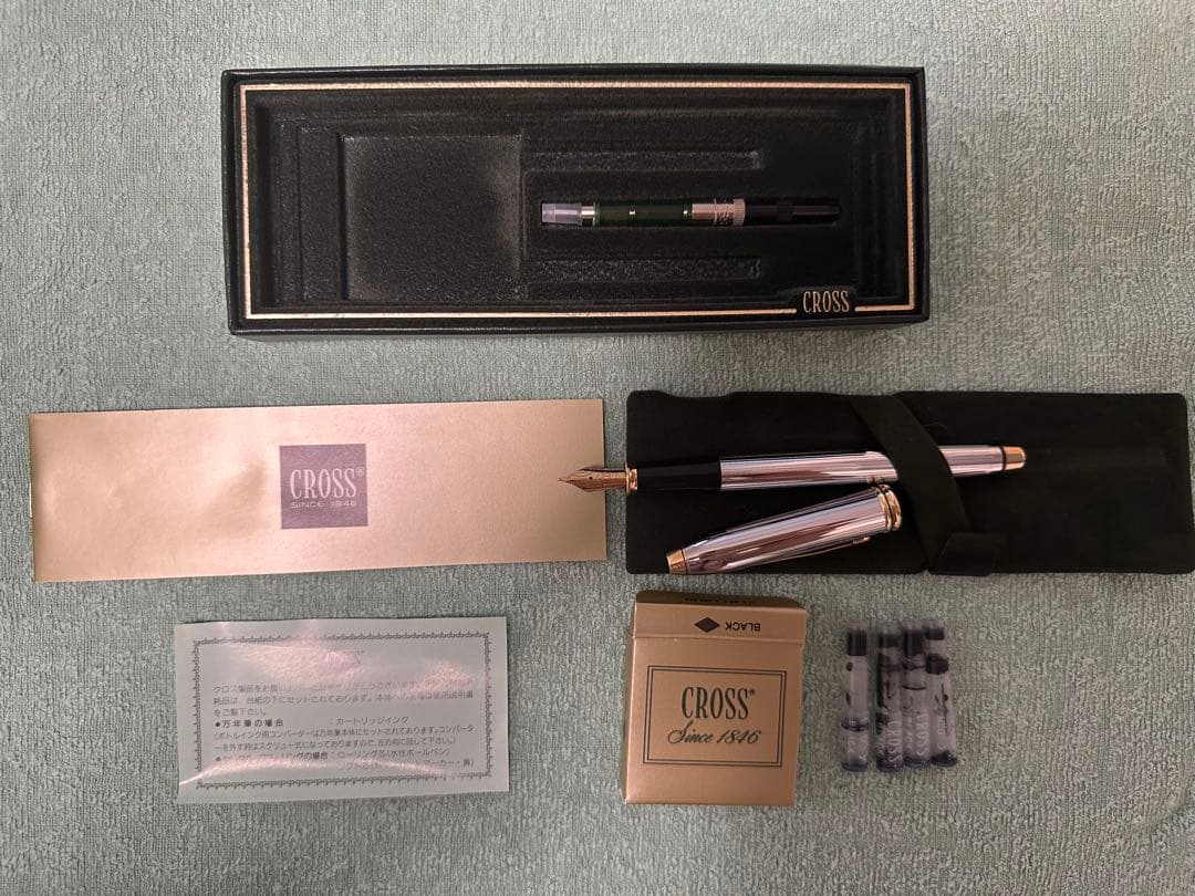 CROSS ヴィンテージ 万年筆　シルバー　ゴールド　専用ケース付き