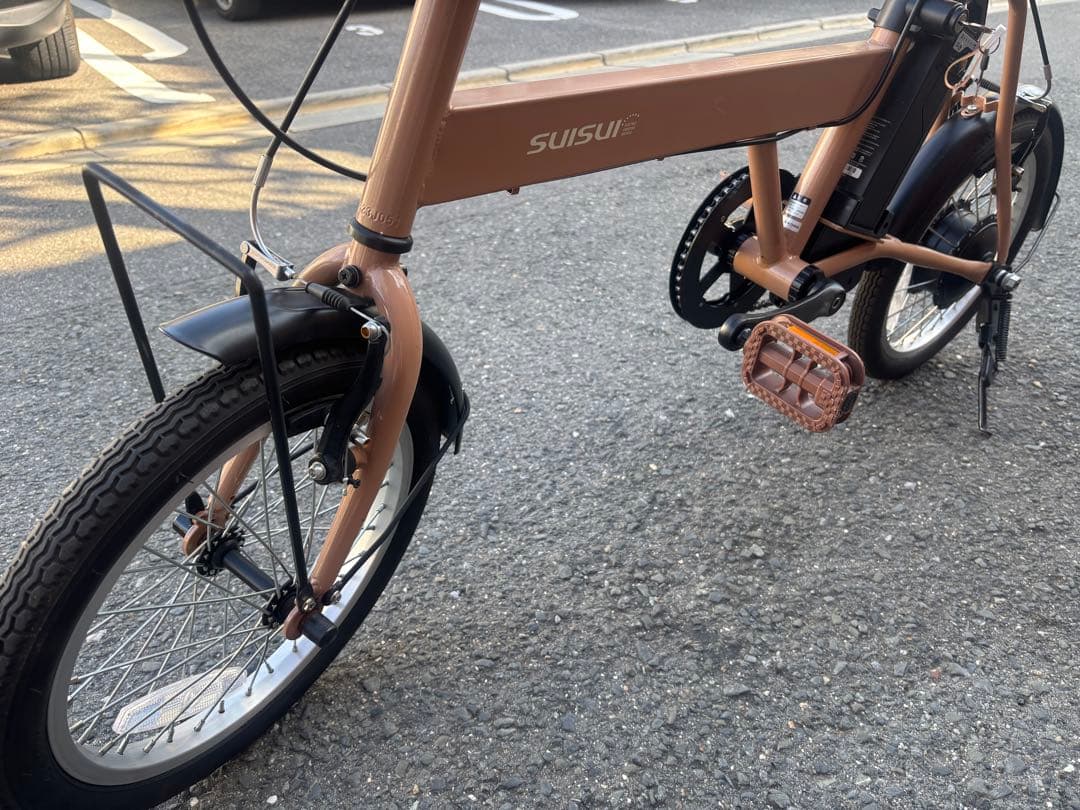 Suisui 綺麗な折りたたみ電動自転車 ベージュ