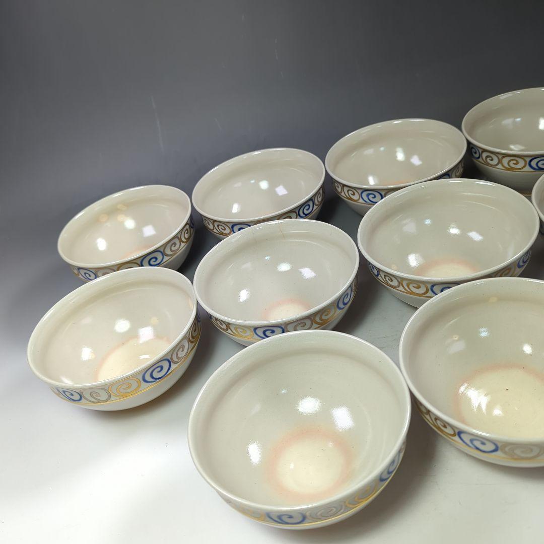 イ542 数茶碗『竜谷焼　宮川香雲』『渦丿絵　数茶碗　10客　共箱』茶道具