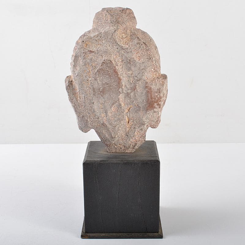 仏教美術　レプリカ　樹脂製　頭俑　仏頭　台座付　C　R5173