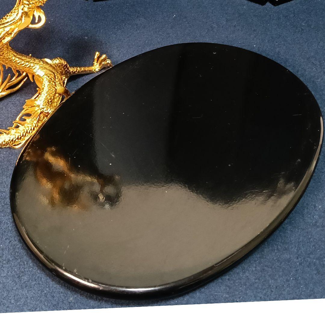 AO82 般若勘渓 昇龍 水晶玉 逆さ写り本物 鋳銅製 未使用 美品共箱 飾台