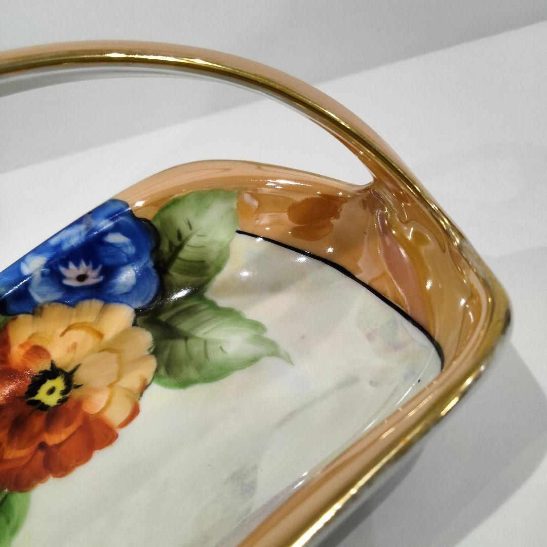 V299-5 オールドノリタケ ラスター彩 花絵 持手付プレート　B