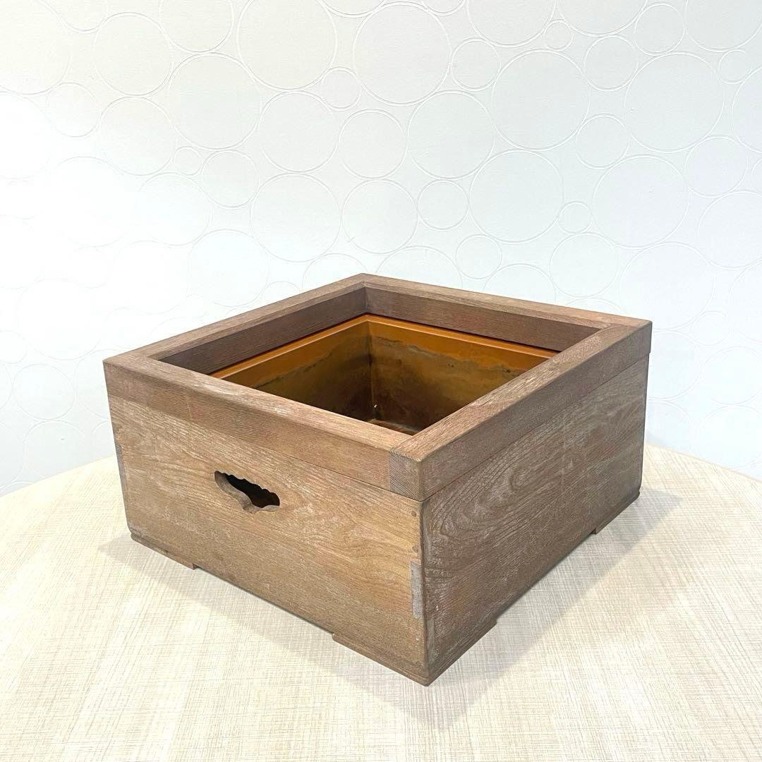 【希少】茶道 置炉 仙徳上入子 炉壇 五徳 銅製内装 炉底瓦付 木製火鉢