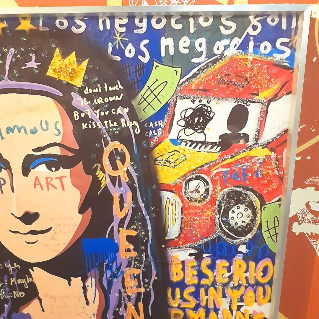 輸入雑貨　天然石　ダヴィンチ作『落書きモナリザ・クリスタルアート』　水晶・宝石絵