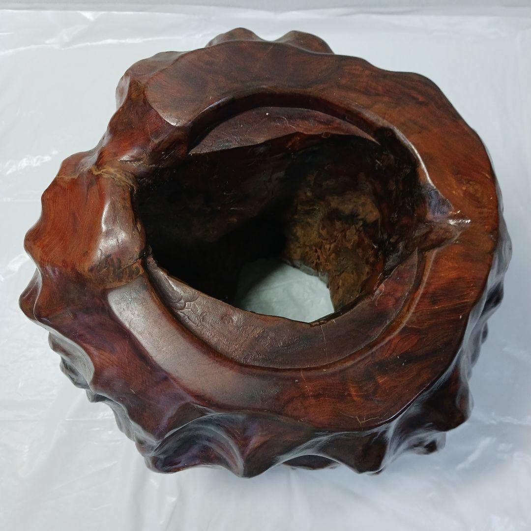 送料込み　屋久杉　虎杢の花器・つぼ(アンティーク)
