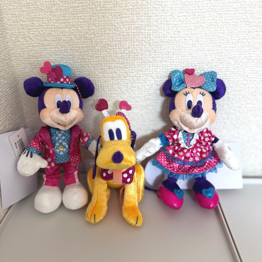 ディズニー　ファンダーランド ぬいぐるみバッジ ミッキー ミニー プルート　3点