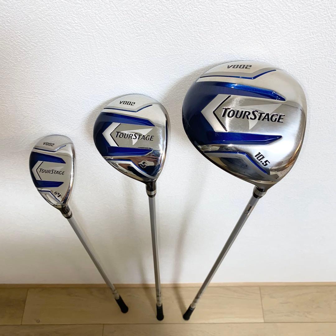 良品☆TOURSTAGEゴルフクラブ フルセット☆メンズ初心者キャディバッグ付S
