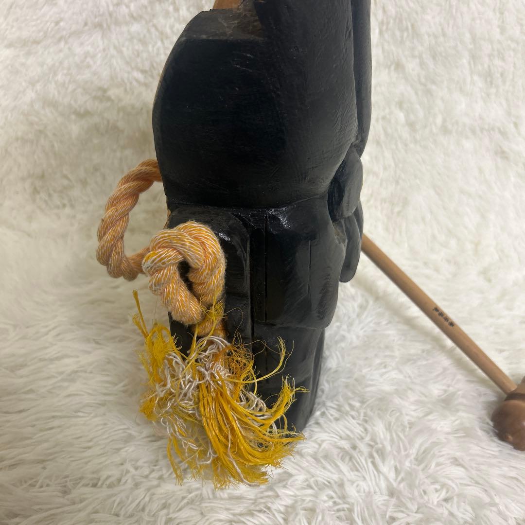 【美品】釜神様　神面　お面　木彫り　大サイズ　能面　工芸　古民家　壁掛け　守り神