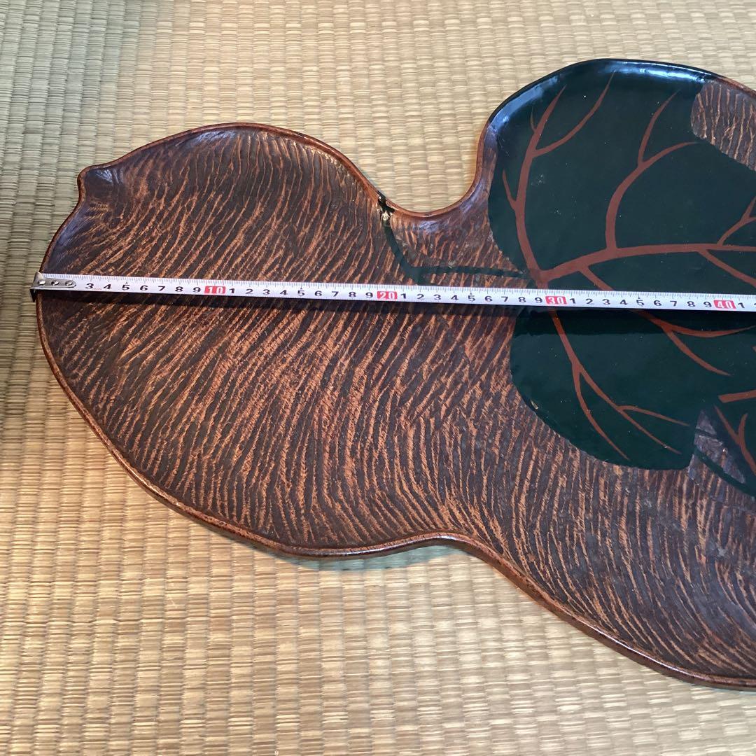 煎茶葉盆　① 煎茶道瓢型漆絵葉盆