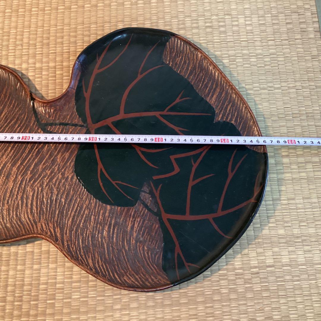 煎茶葉盆　① 煎茶道瓢型漆絵葉盆