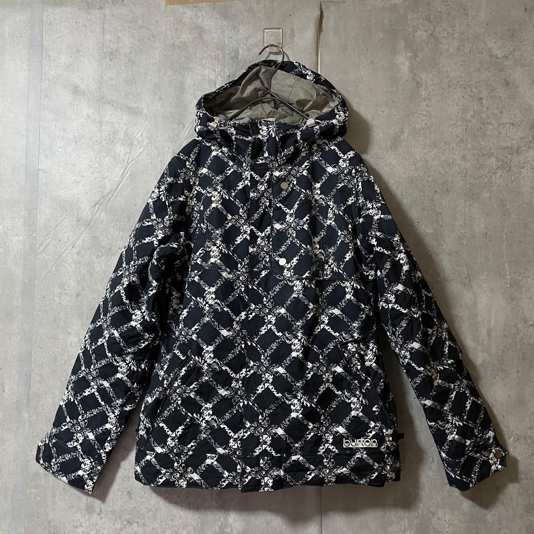 Burtonバートンスキーウェアスノーボードジャケットパーカー黒ブラック総柄希少