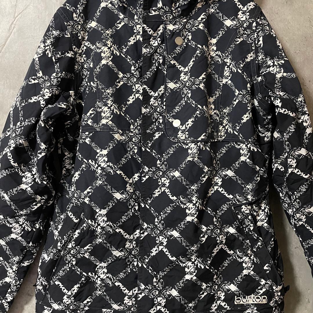 Burtonバートンスキーウェアスノーボードジャケットパーカー黒ブラック総柄希少