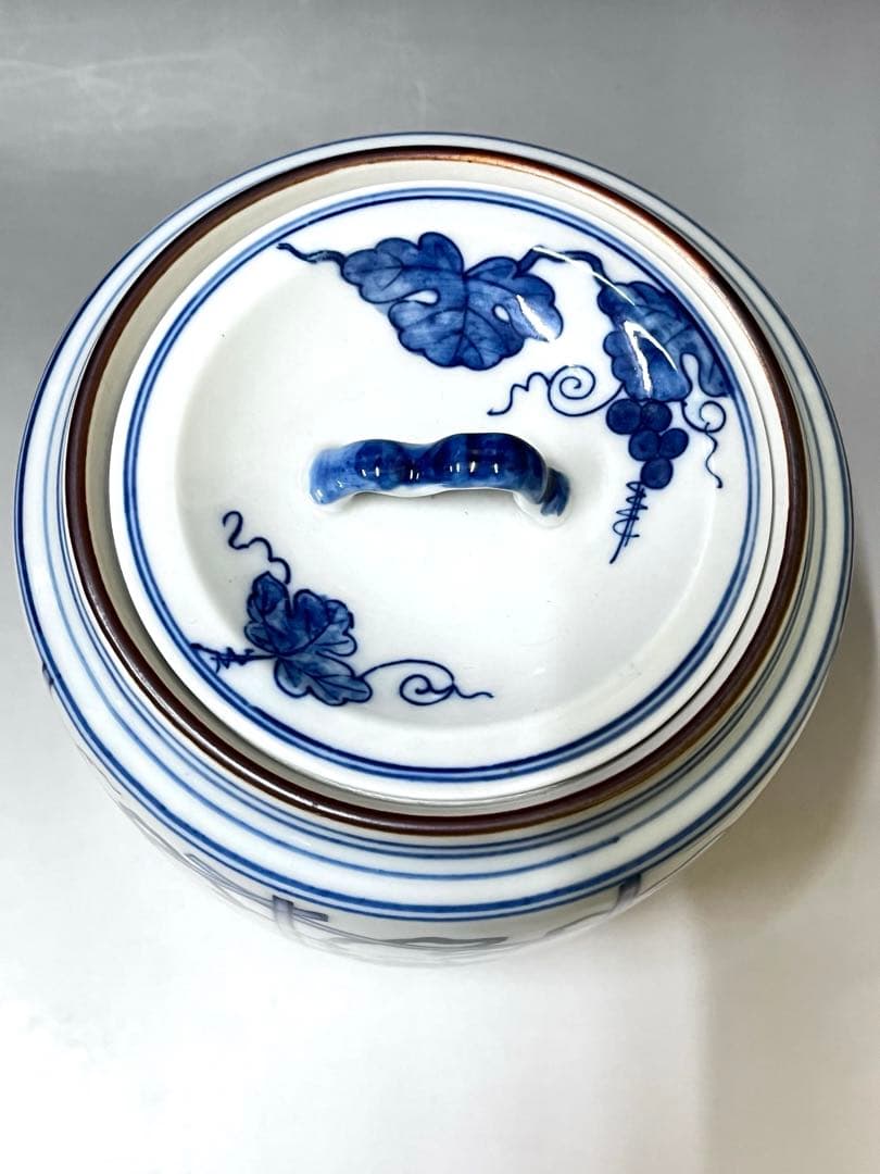 E530 染付葡萄棚繪 水指 茶道具 茶器