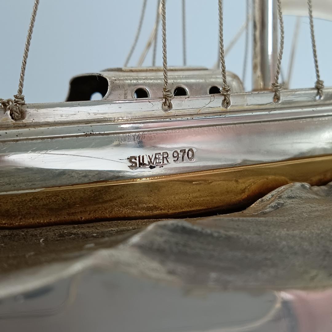 銀製 ヨット SILVER970 船 置物 帆船 オブジェ インテリア シルバー