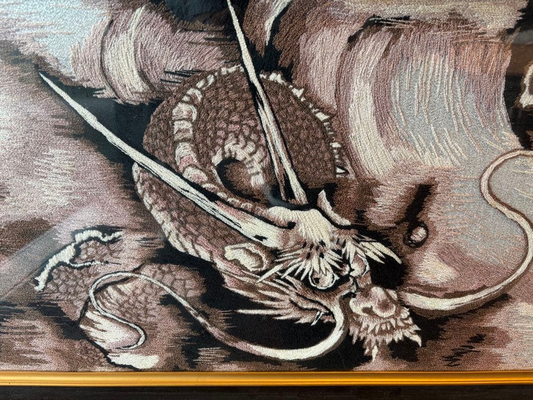 Var3da-　　美品】龍刺繍額 昭和レトロ アンティーク 絵 刺繍