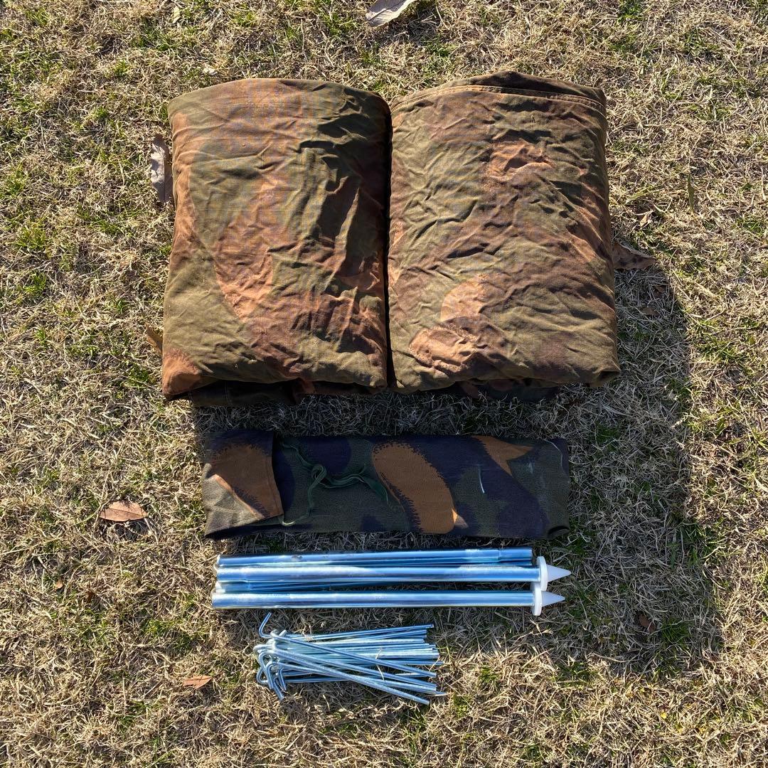 ハンガリー軍幕④　ポンチョ　２枚　ポール・ペグセット　 ワンポールテント