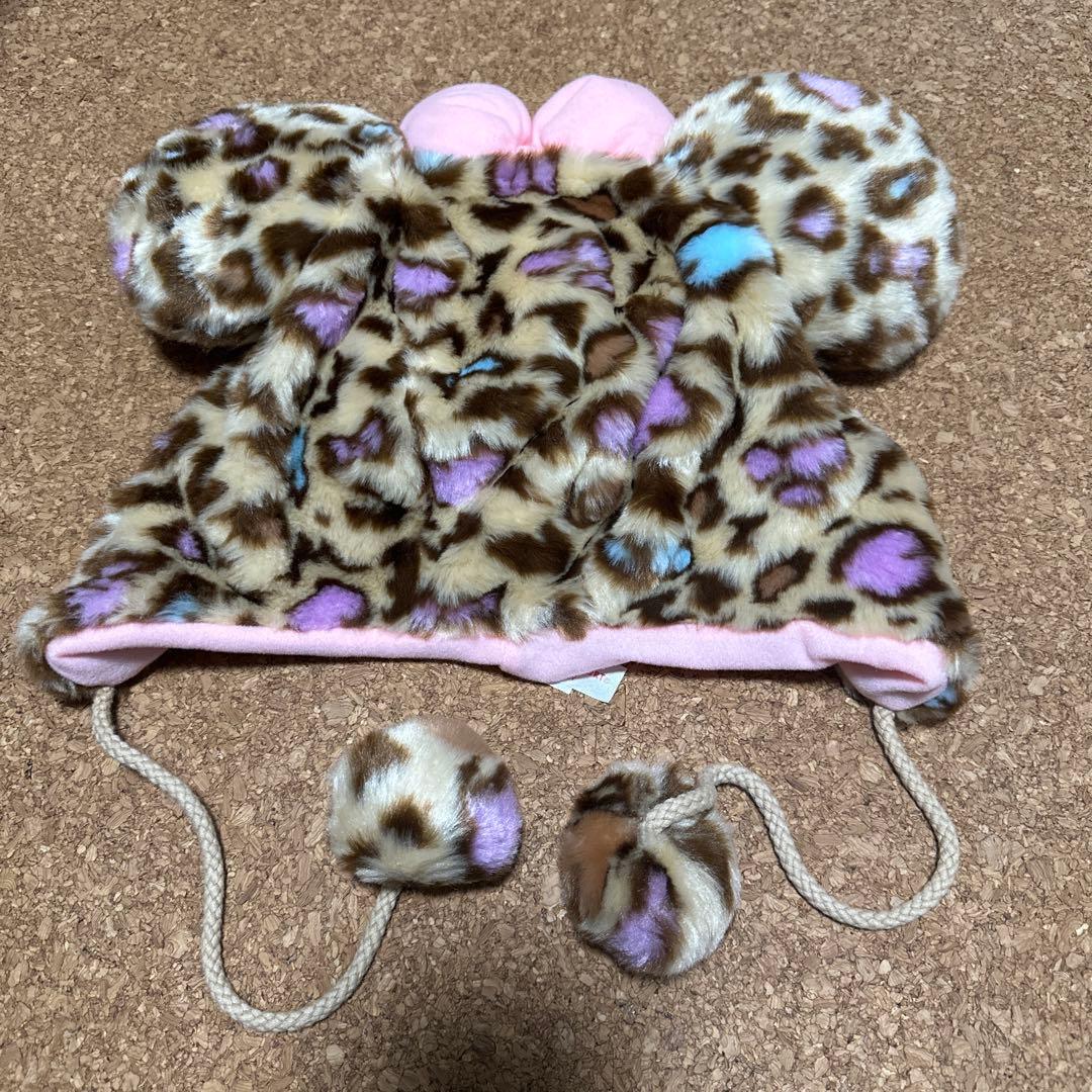 ディズニー ミニー ファンキャップ 手袋セット　レオパード柄