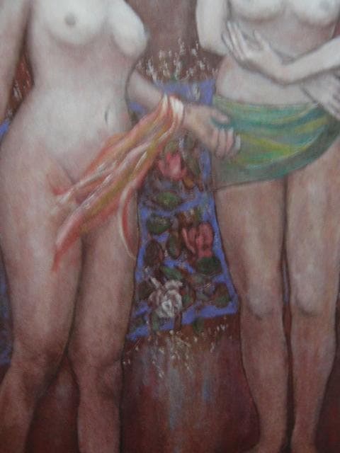 田口 正子 【語らい】 希少画集画、状態良好、新品高級額装付