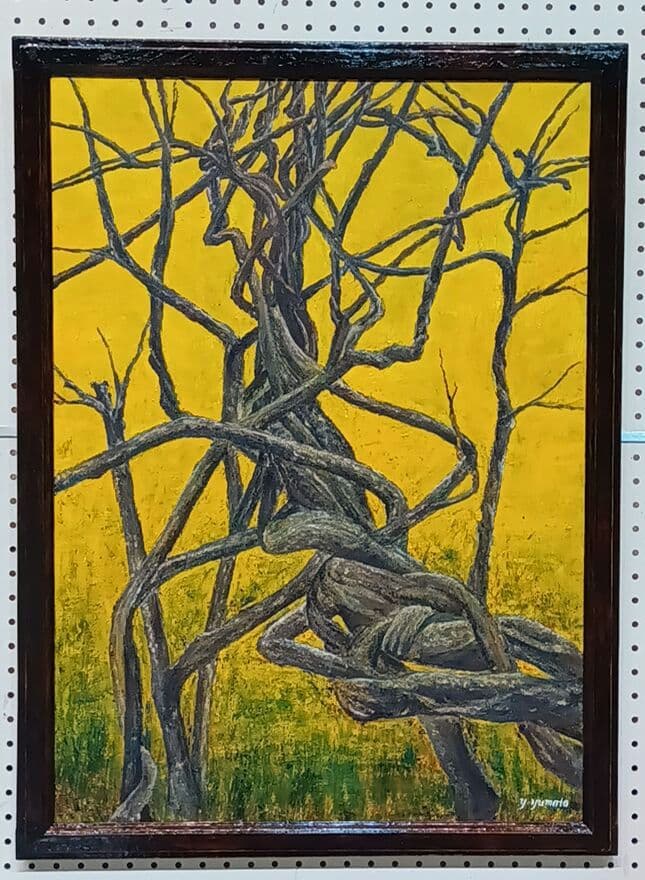 油絵 風景画 ★【やまふじ 枯木・巨木】P30号【7月】