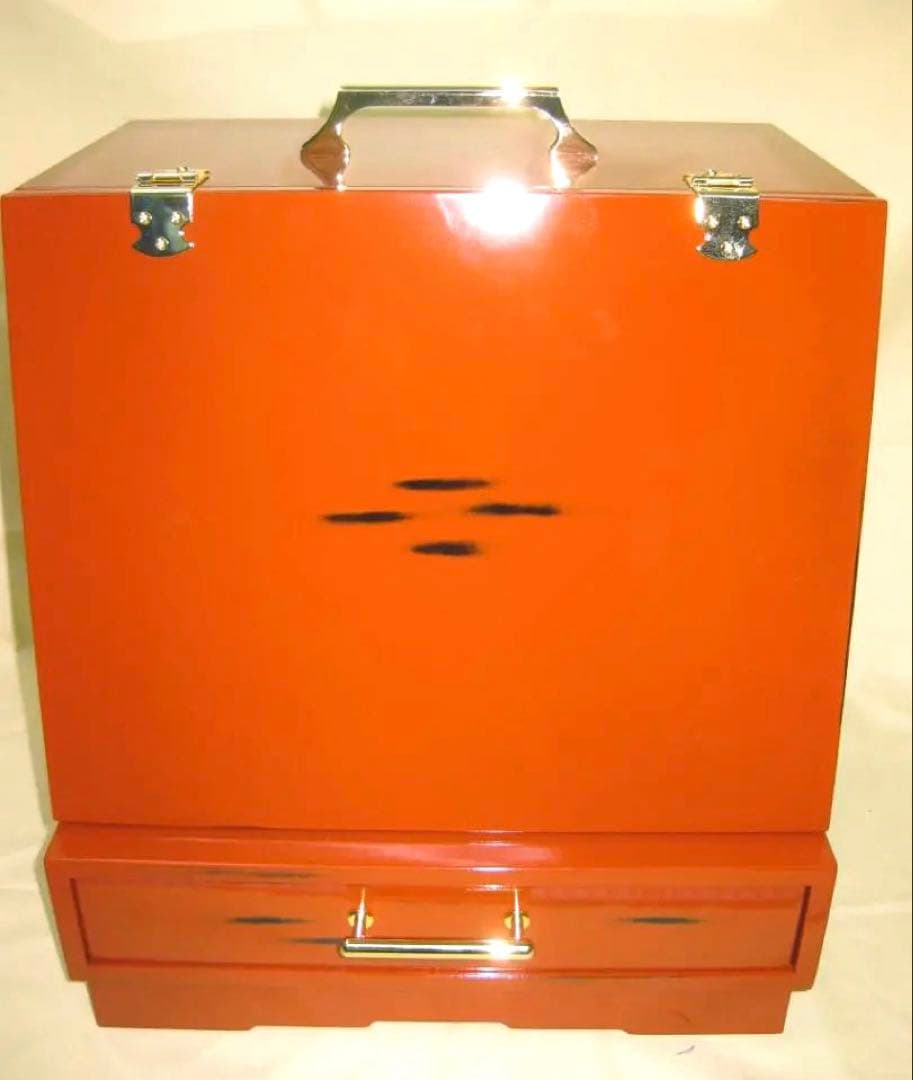 根来塗 メイクボックス 大 鏡台 　紀州塗り　コスメボックス