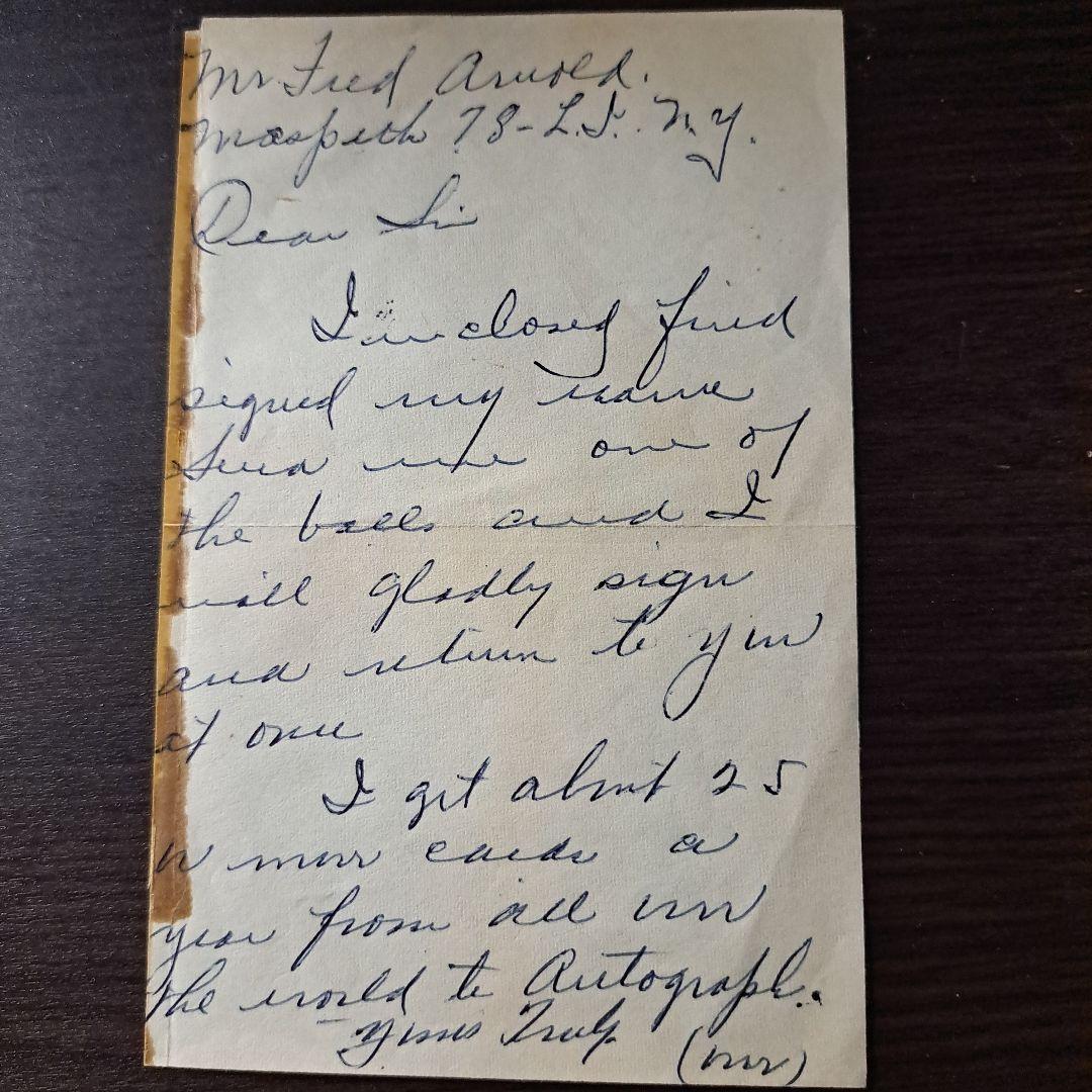 MLB 歴史　サインのある直筆の手紙　T206プレイヤー　F Beck