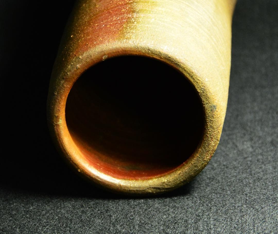 人間国宝　藤原雄　カセ胡麻窯変花入（最上位作） M257