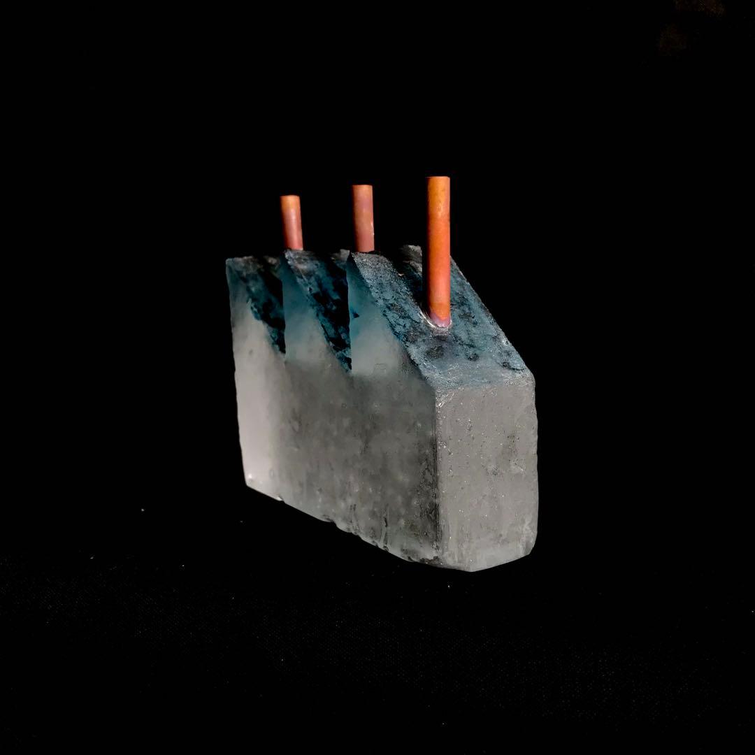 ガラス作家　佐伯泰典作　「夢工場　夜の天蓋」お香立て