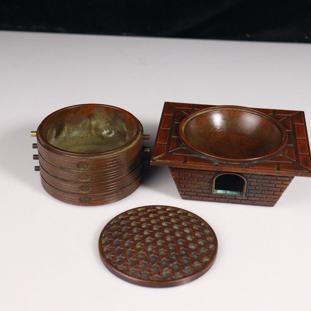 銅製 蘇工蒸蒸日上香炉 檀香沈香炉 竈台香薫炉 灰皿書斎 応接間 装飾工芸品置物