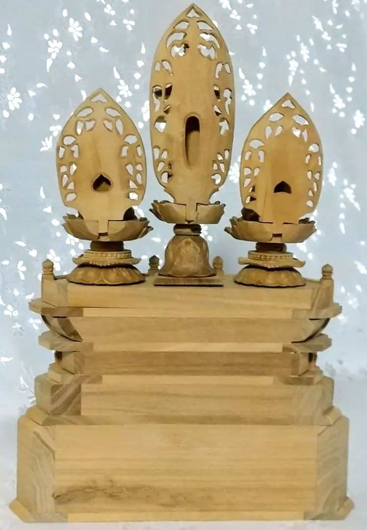 三宝尊 [極小#86] 題目宝塔 釈迦如来坐像 多宝如来坐像 ◆白檀 木彫 仏像