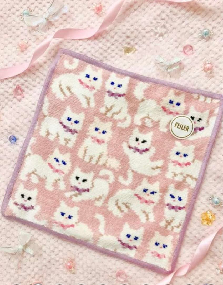 フェイラーハンカチ＊モフモフネコチャン　新品、未使用　2点セット