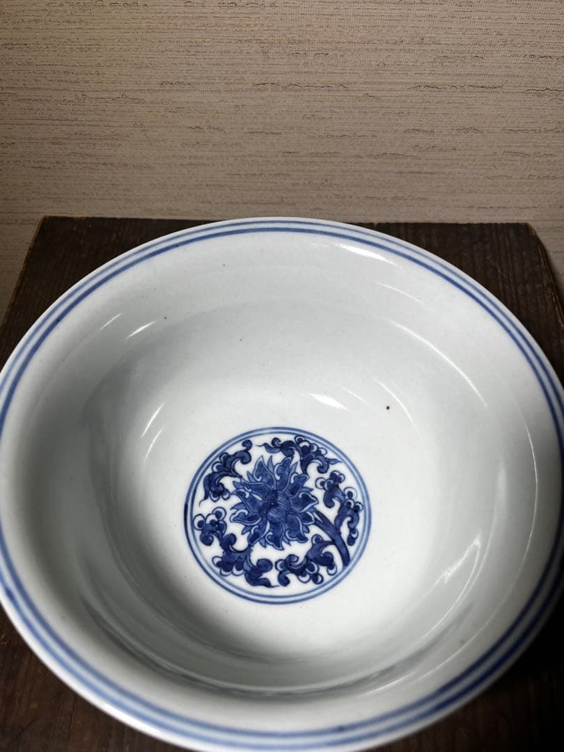 清　染付唐草文茶碗　清時代　中国　骨董品