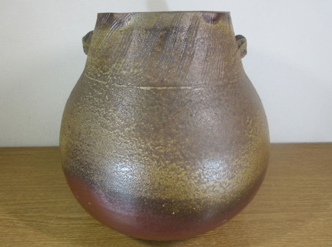 真作保証 藤原雄 最上位作品 備前線文擂座壷 人間国宝 重要無形文化財 岡山県