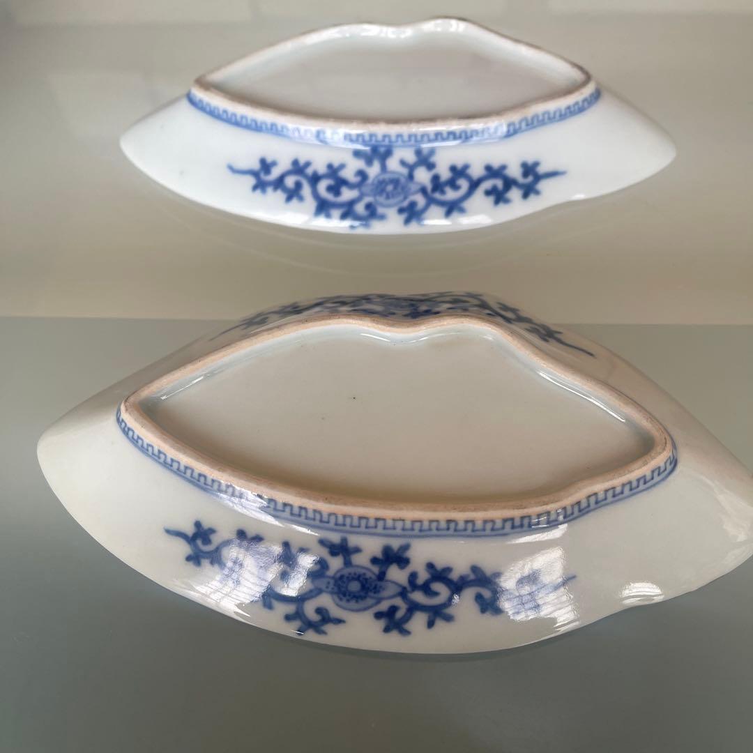 江戸時代　古伊万里　笠【頭に被る笠】型皿 2客