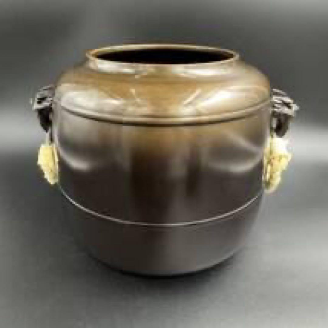 金谷浄雲 利休形 唐銅皆具 共箱付き 茶道具 水指 建水 蓋置 杓立