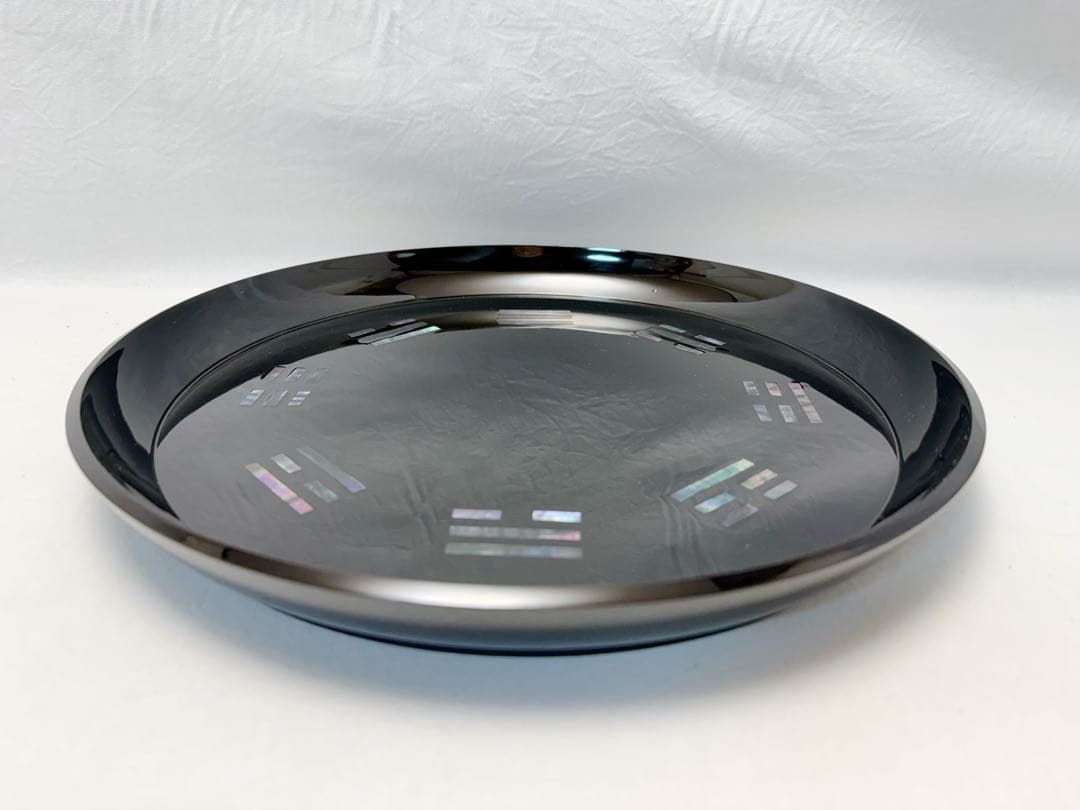 ほぼ未使用 茶道具 黒塗 螺鈿細工 青貝 八卦盆 元箱